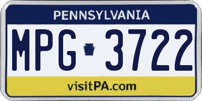 PA license plate MPG3722