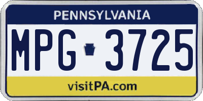 PA license plate MPG3725