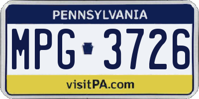 PA license plate MPG3726