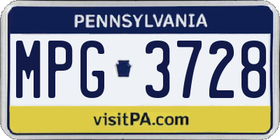 PA license plate MPG3728