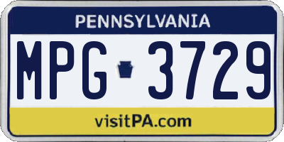 PA license plate MPG3729