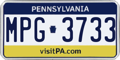 PA license plate MPG3733