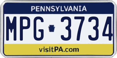 PA license plate MPG3734