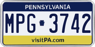 PA license plate MPG3742