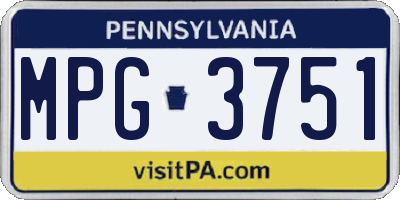 PA license plate MPG3751