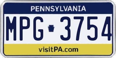 PA license plate MPG3754