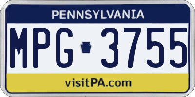 PA license plate MPG3755