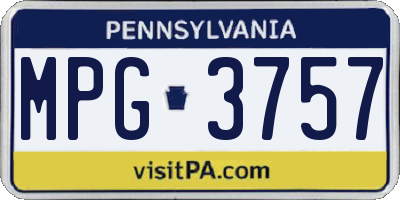 PA license plate MPG3757