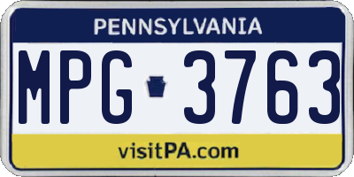 PA license plate MPG3763