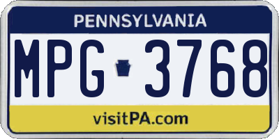 PA license plate MPG3768