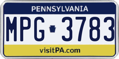PA license plate MPG3783