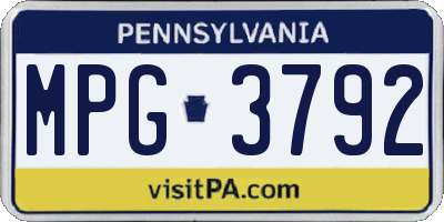 PA license plate MPG3792