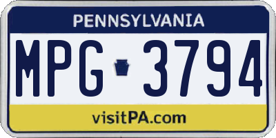PA license plate MPG3794