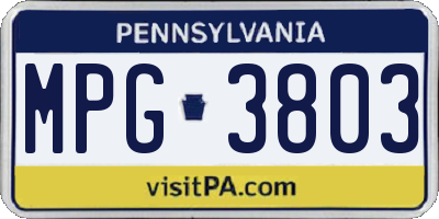 PA license plate MPG3803