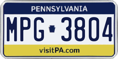 PA license plate MPG3804