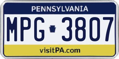 PA license plate MPG3807