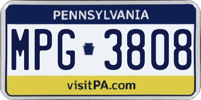 PA license plate MPG3808