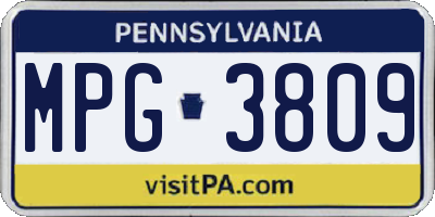 PA license plate MPG3809