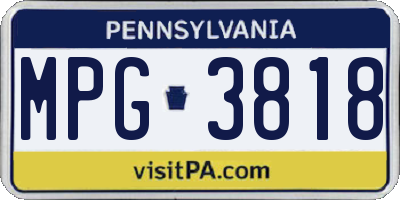 PA license plate MPG3818
