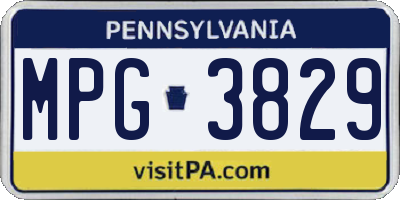 PA license plate MPG3829