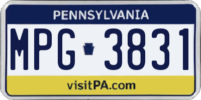 PA license plate MPG3831