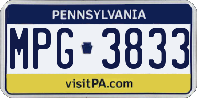 PA license plate MPG3833