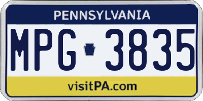 PA license plate MPG3835