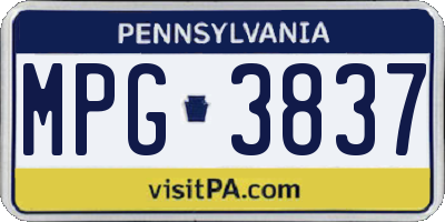 PA license plate MPG3837