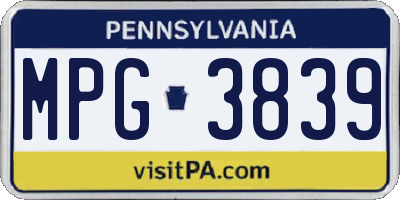 PA license plate MPG3839