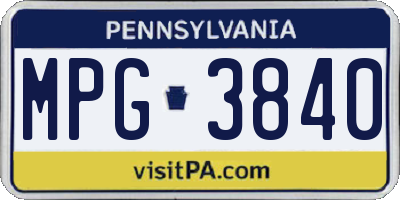 PA license plate MPG3840