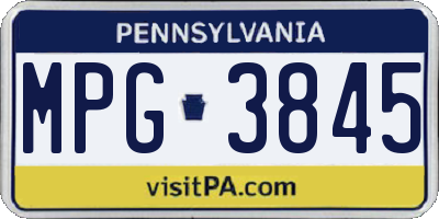 PA license plate MPG3845