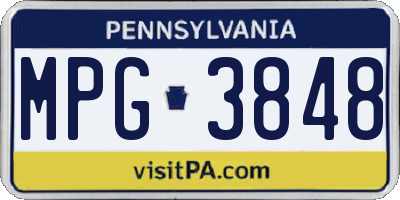 PA license plate MPG3848