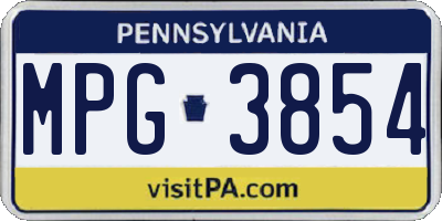 PA license plate MPG3854