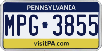 PA license plate MPG3855