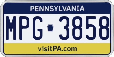 PA license plate MPG3858