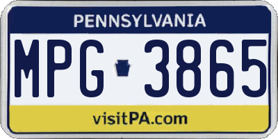 PA license plate MPG3865