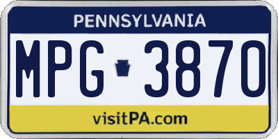 PA license plate MPG3870