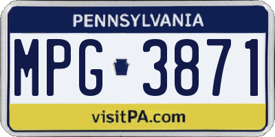 PA license plate MPG3871
