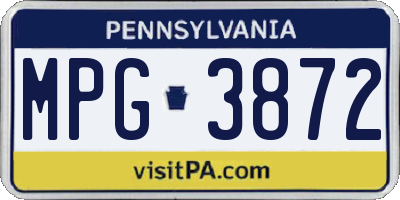 PA license plate MPG3872