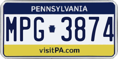 PA license plate MPG3874