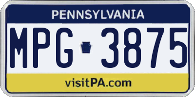 PA license plate MPG3875
