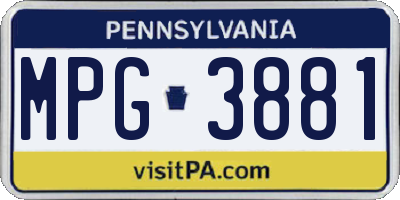 PA license plate MPG3881