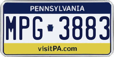 PA license plate MPG3883