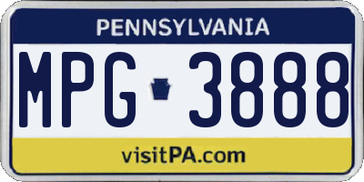 PA license plate MPG3888