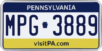 PA license plate MPG3889