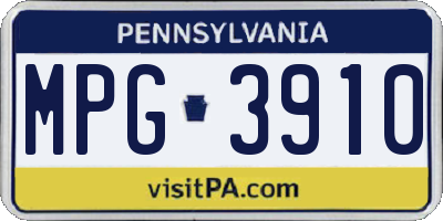 PA license plate MPG3910
