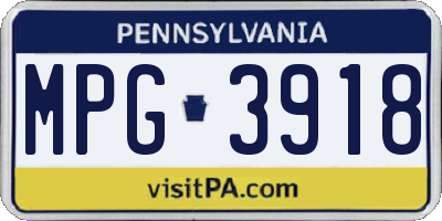 PA license plate MPG3918