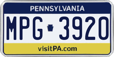 PA license plate MPG3920
