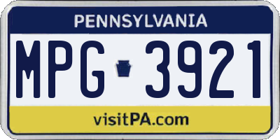 PA license plate MPG3921