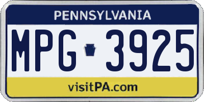 PA license plate MPG3925